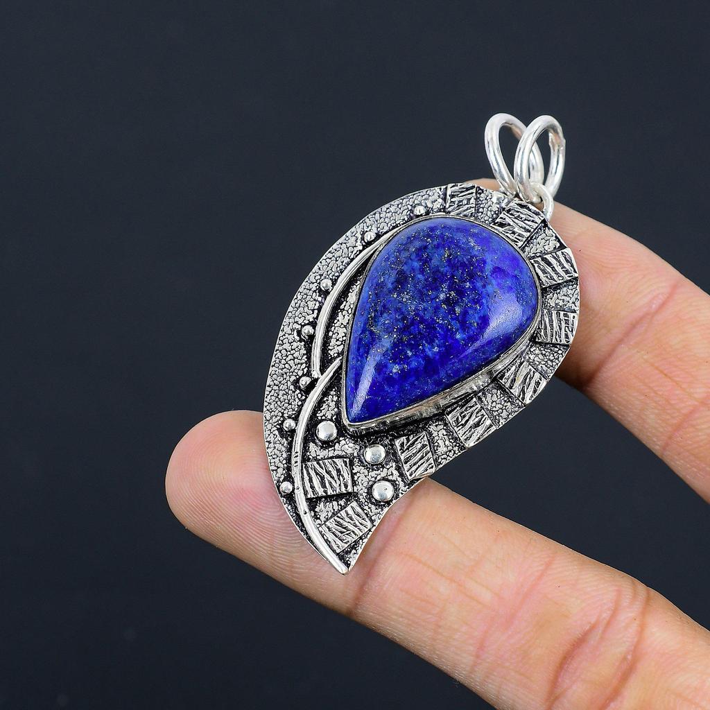 Natürlicher Lapislazuli Edelstein Schmuck 925 Sterling Silber Anhänger Für Frauen