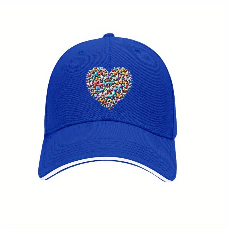 Colorful Butterfly Heart Baseball Cap Polyester Adjustable Dad Hat Casual Unisex for All Seasons