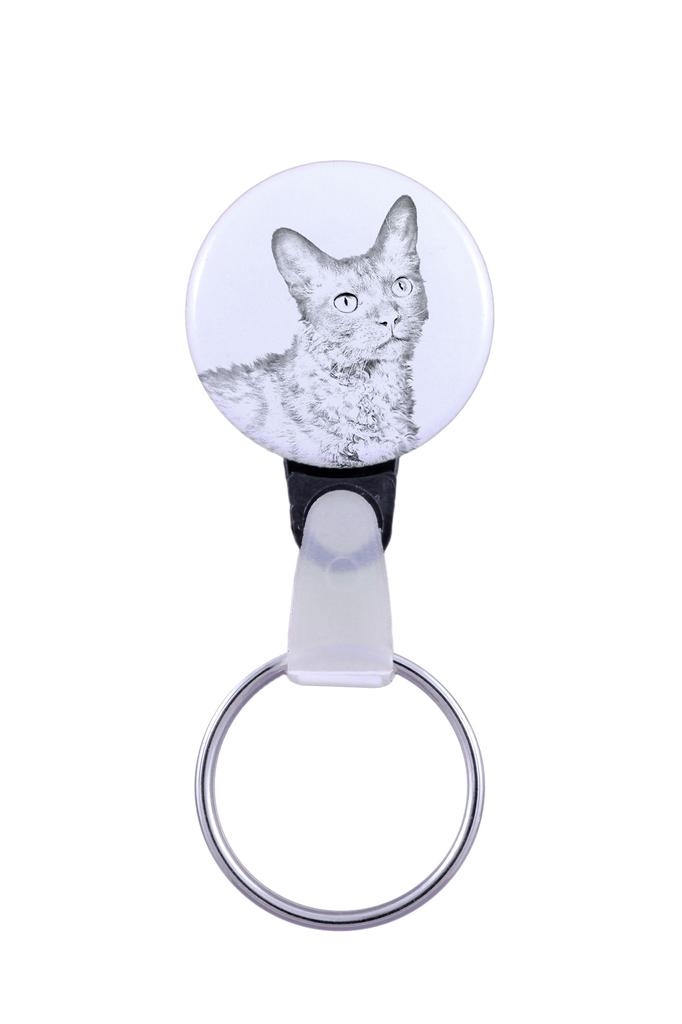 LaPerm Cat - handgefertigter Schlüsselanhänger mit Katzenportrait, Taschenanhänger, Produkt der Marke Art-Dog.