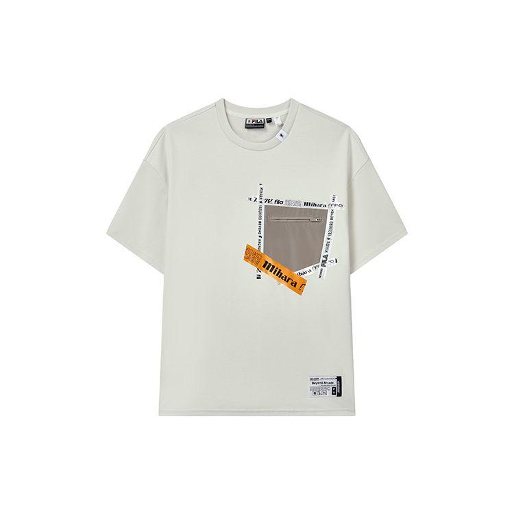 

Fila X MIHARA YASUHIRO Повседневная футболка с принтом, свободного кроя, с круглым вырезом и короткими рукавами, мужской топ, цвет утренней росы, серый F11M233101F-GY XXL