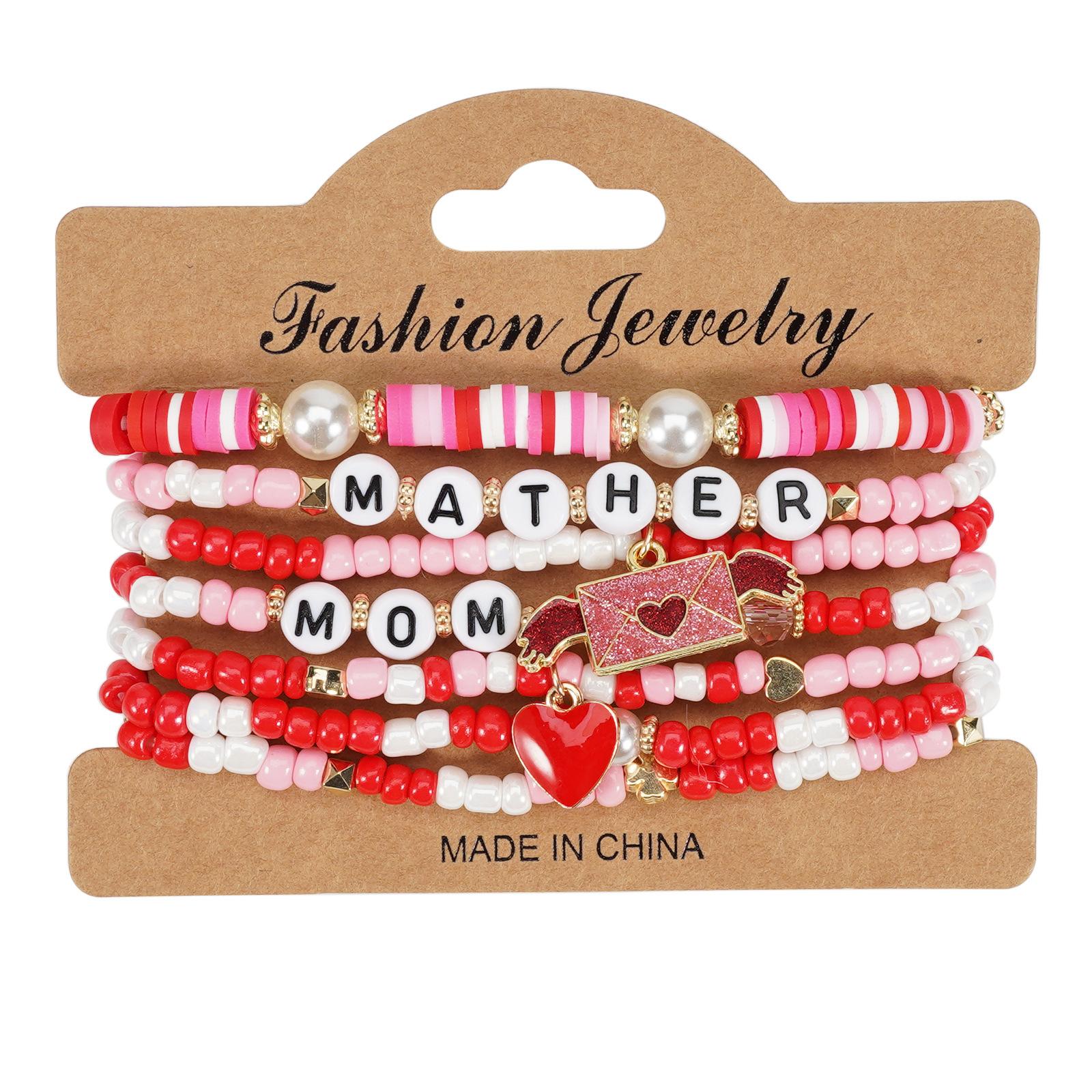 JYL TS Bracelet Bohemian Christmas  Happy Love Beads Cultivates Joy Style 4 бледный красно фиолетовый