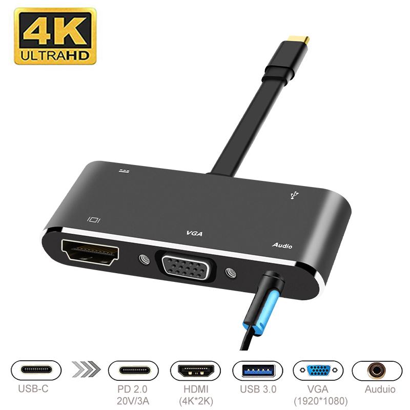 Buy 5 In 1 USB C To HDMI Adapter TypeC To HDMI / VGA / Audio / USB 3.0