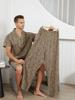 Men's Summer Cotton Pajamas 3-Piece Set: Short Sleeve Top, Long Pants, Casual Thin Shorts Home Wear