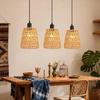 Pendant Light - NETTLIFE - Bohème - 3 E27 Bulbs - Wicker Lampshade - Black