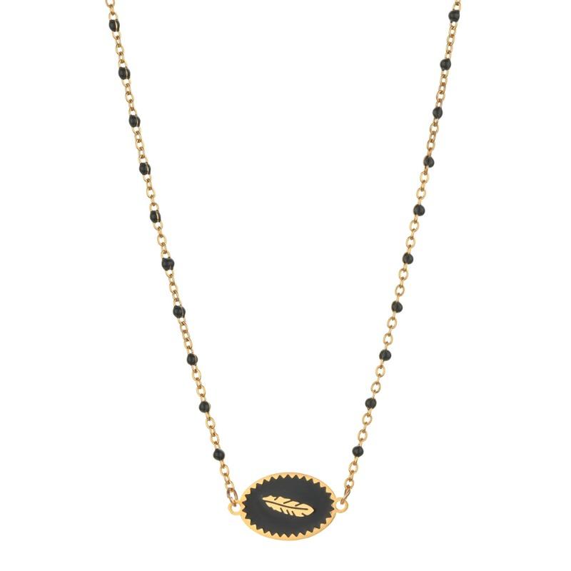 Meier Trending leaf pendant necklace - stainless steel choker, fade-resistant