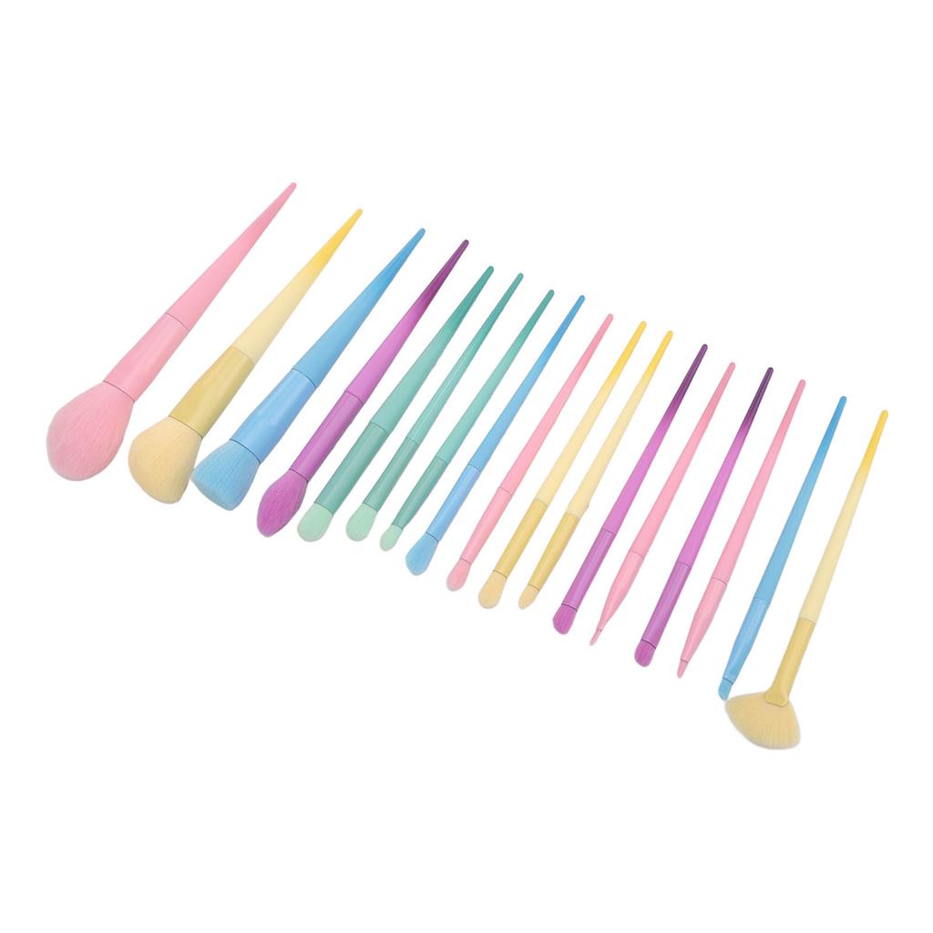 17pcs Makeup Brush Candy Colors Soft Thick Aluminum Tube Cosmetic Brush Kit for Dating Party Outdoor