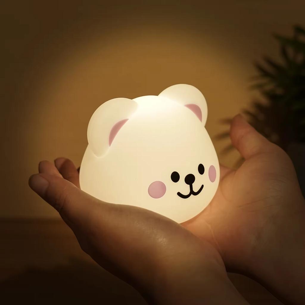 Cartoon Silicone Night Light for Kids Bedroom USB Rechargeable Soft Touch Animal Lamp Nursery Gift