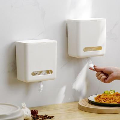 An der Wand montierte Aufbewahrungsbox für Frischhaltefolie, staubdicht, herausziehbar, Lebensmittelabdeckung, Plastikfolienständer, große Kapazität, Aufbewahrungsbox für Plastikfolie