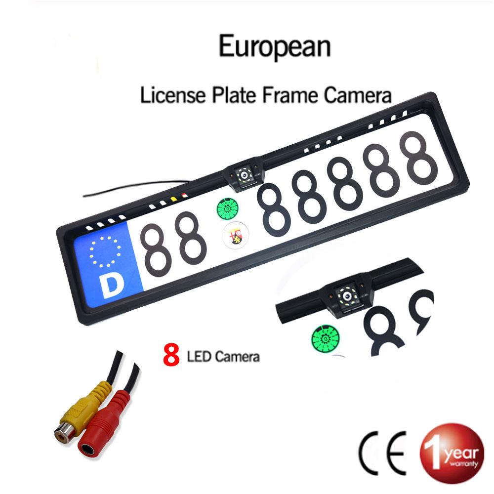 EU European License Plate Frame with Camera Waterproof Night Vision Reverse Backup for Parking