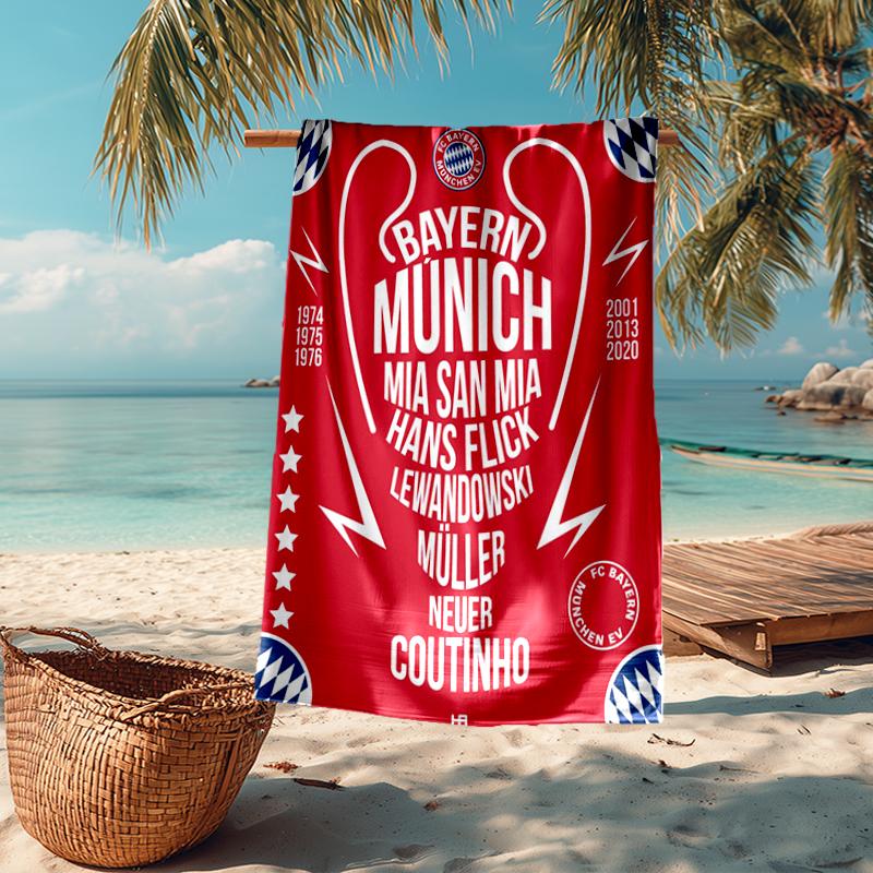 Ultra-Soft Beach Towel with Bayern Munich Theme,Ideal for Pool - Camping, Diving - Perfect Travel Essential, Vibrant Beach Towel.