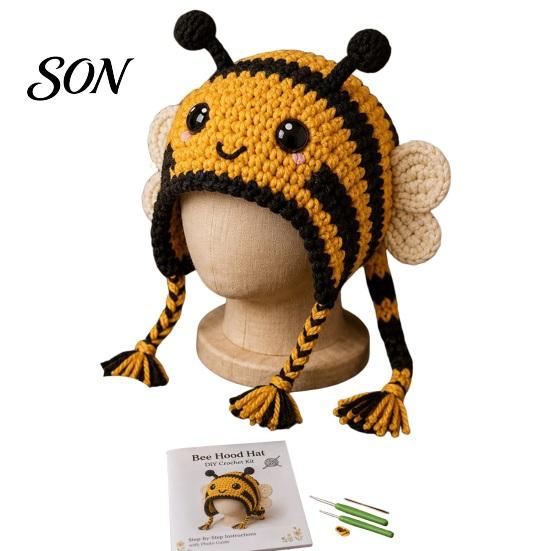 Soft Yarn for Hat Making Animal Hood Crochet Kit, DIY Earflap Project Weekend Cute Craft Kit Beginners, Handmade Winter Headwear Complete