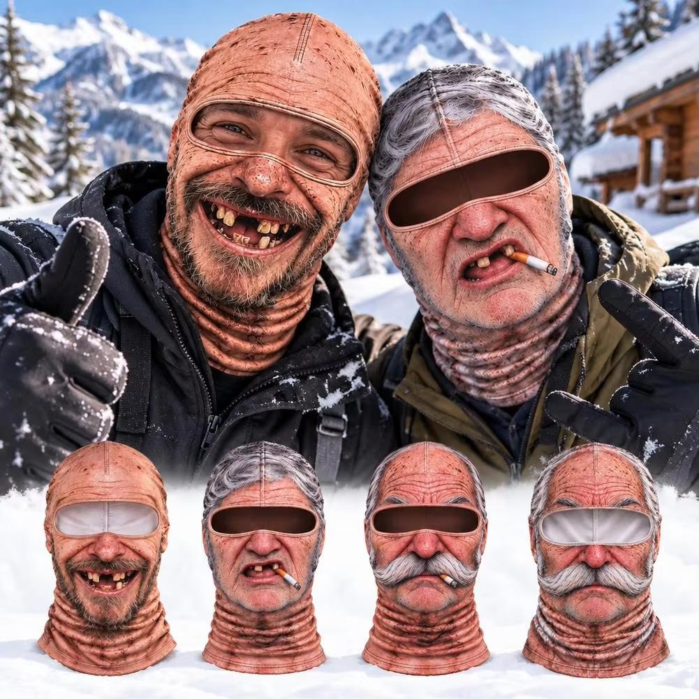 Funny 3D Face Balaclava Hat Full Face Covering Hood Balaclava Motorcycle Riding Skiing Face Mask Outdoor Warm Fleece Hat