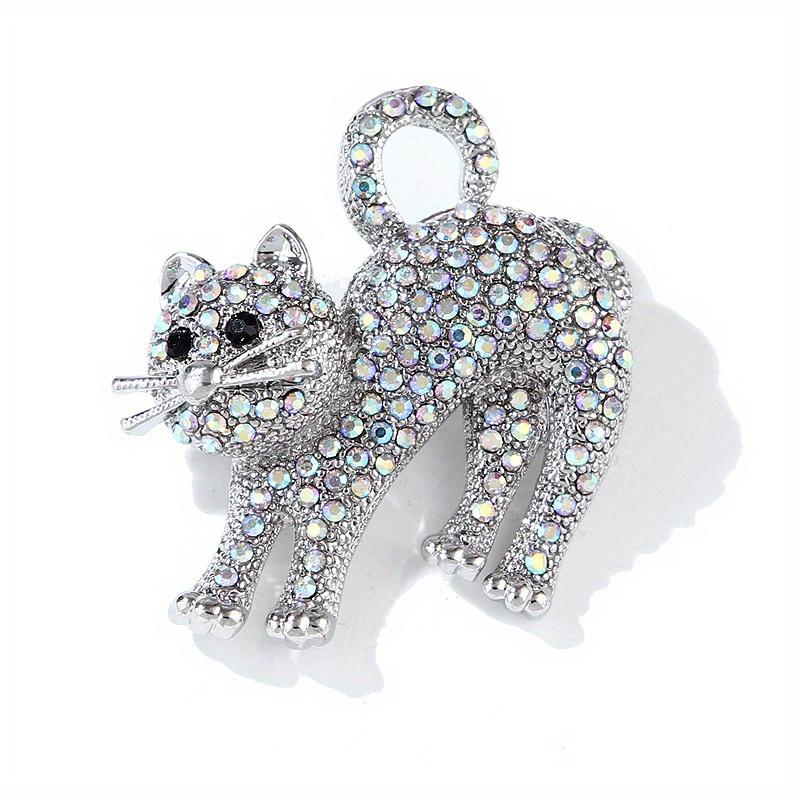 SKEDS Women Men Fashion Creative Exquisite Cute Cat Crystal Pin Lovely Kitten Rhinestone Delicate Kitten Enamel Brooch Badges