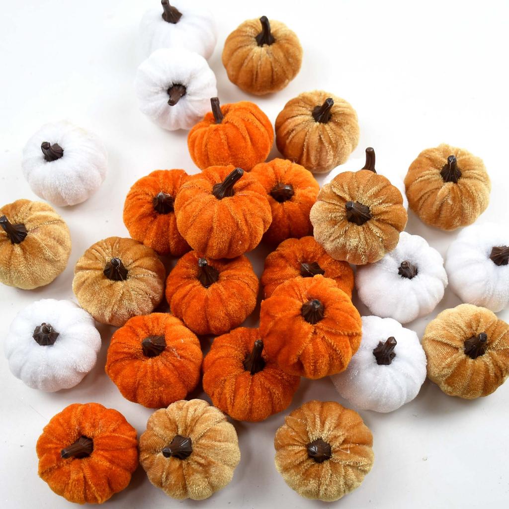 Aksamitne Sztuczne Dynie Ozdoby Halloweenowa Impreza Kolacja Dziękczynna Dekoracja Stołu Jesień Jesienna Domowy Rękodzieło DIY Wianek