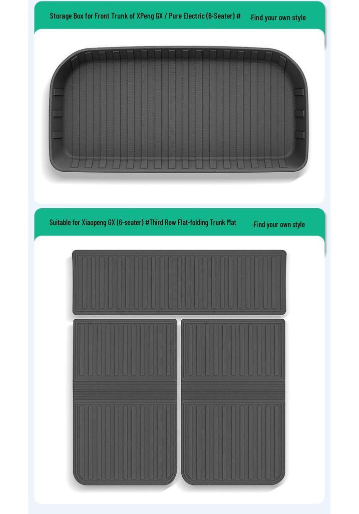 Eco-friendly TPE Floor & Trunk Mats for 2026 XPeng GX, with Backrest Protection.