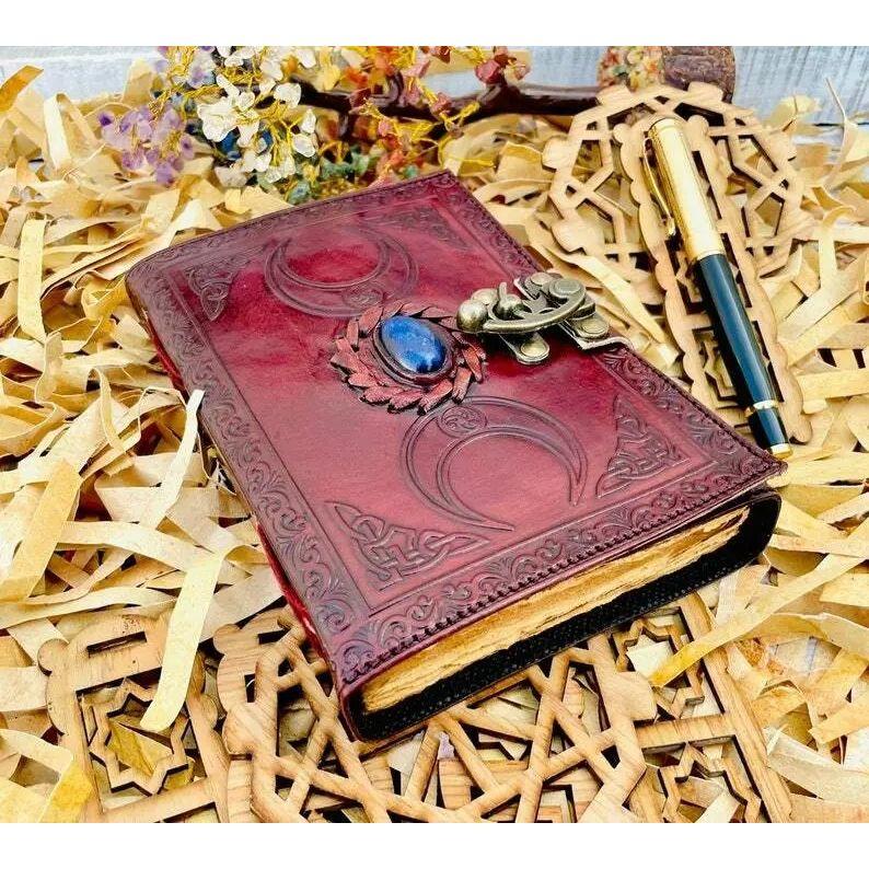3er-Pack Buch der Schatten, Vintage-Leder-Tagebuch Drittes Auge Stein Dreifachmond