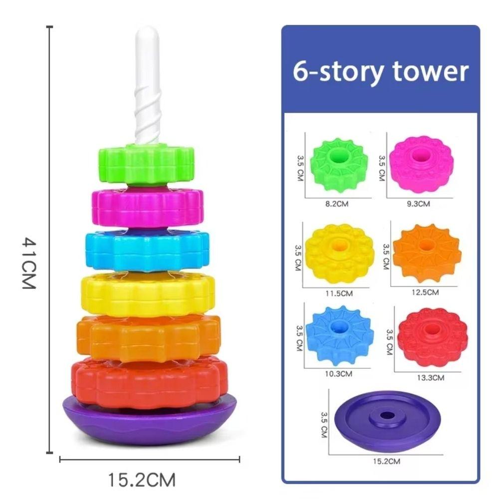 Stackable Rainbow Spinning Stacking Toys Early Education Baby Rotating Stacking Toys  Kids Toddler