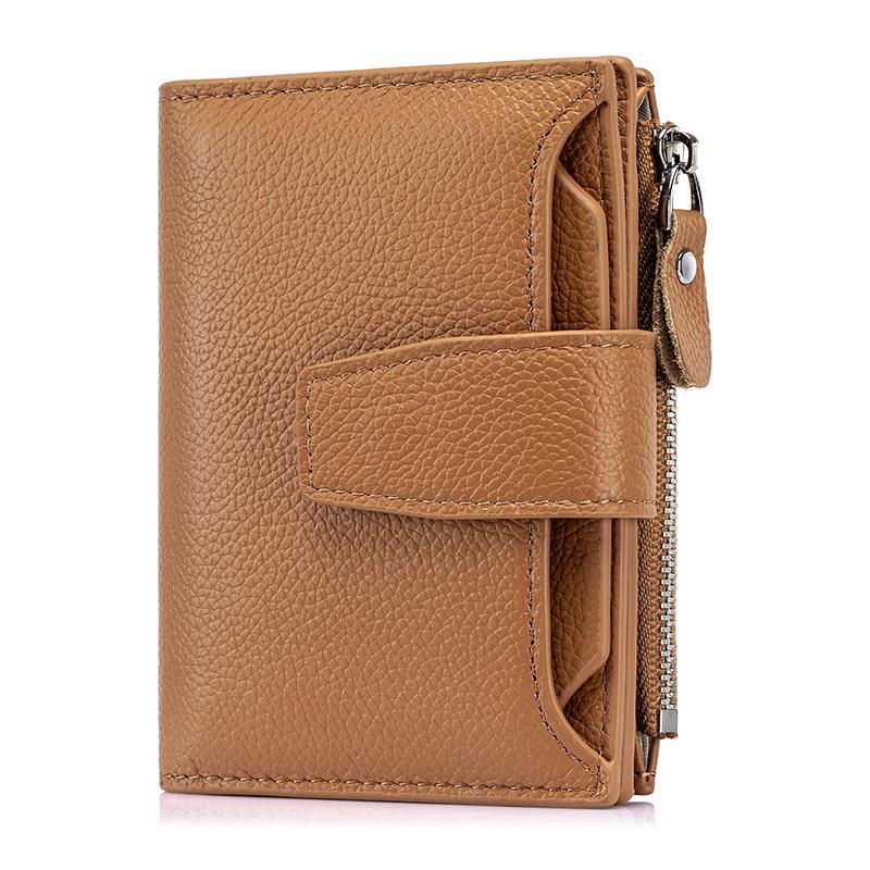 Damski portfel ze skóry naturalnej z blokadą RFID, z portmonetką i uchwytem na karty