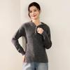 Women's 100% Pure Wool Half-Zip Hooded Sweater with Gold Buttons - New Autumn/Winter Fashion