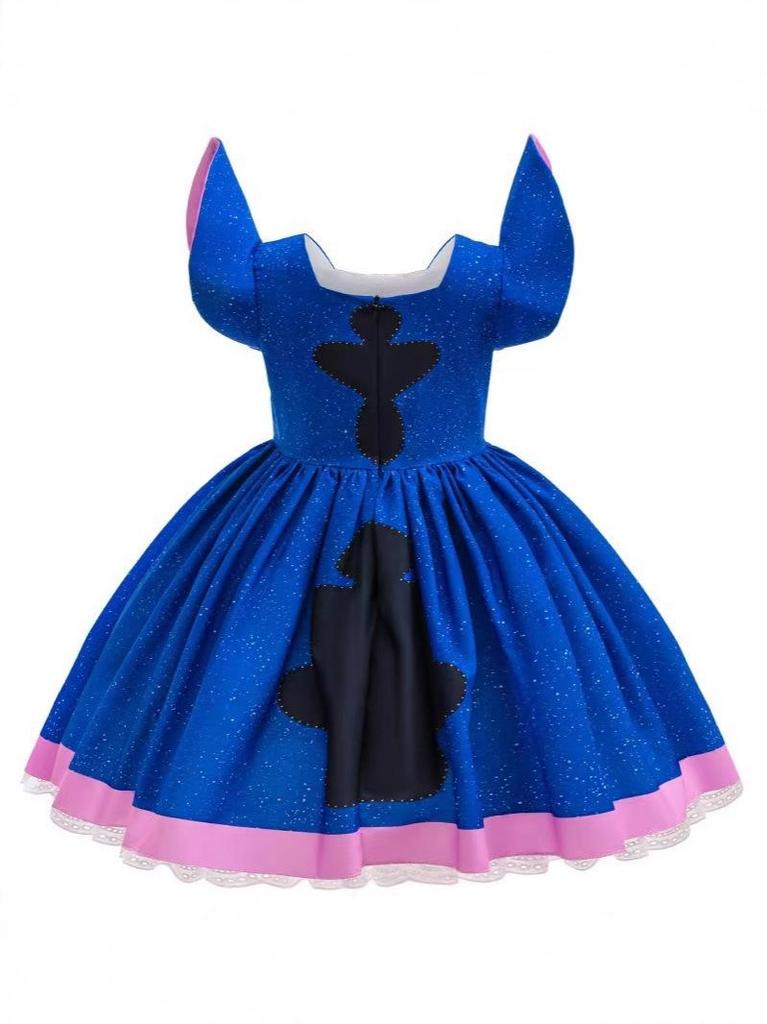New Halloween Cartoon Stitch Cosplay Fluffy Dress for Girls