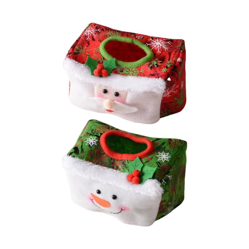 Foldable Festival Tissue Holder With Multiple Santa Patterns Durable Storage Solution For Seasonal Table Setting