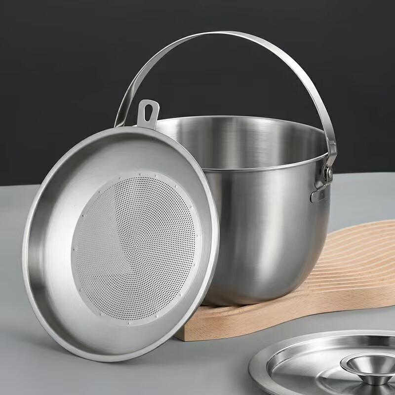 Melang 304 Stainless Steel Oil Storage Pot with Strainer and Lid