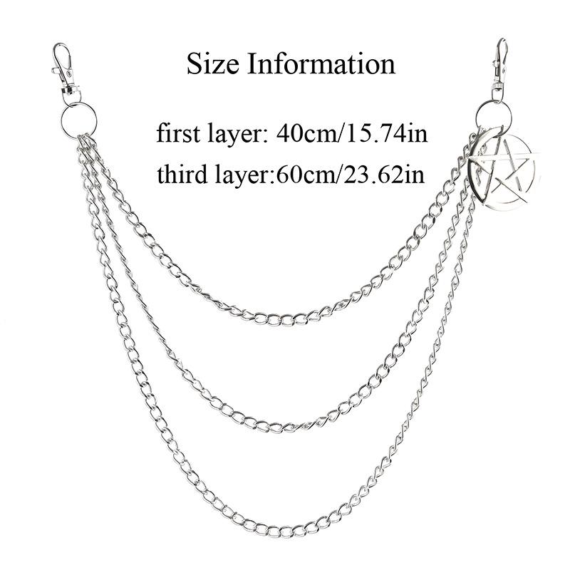 European-American Punk Retro Pentagram Pendant Chain - Hip-hop Multi-layer Metal Waist Accessory