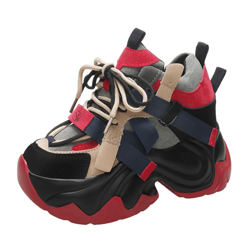 Fashion 2025 New 9.5cm Women Chunky Sneakers Autumn High Platform Dad Shoes Women Casual Trainer Sneakers Thick Sole Vulcanize Shoes