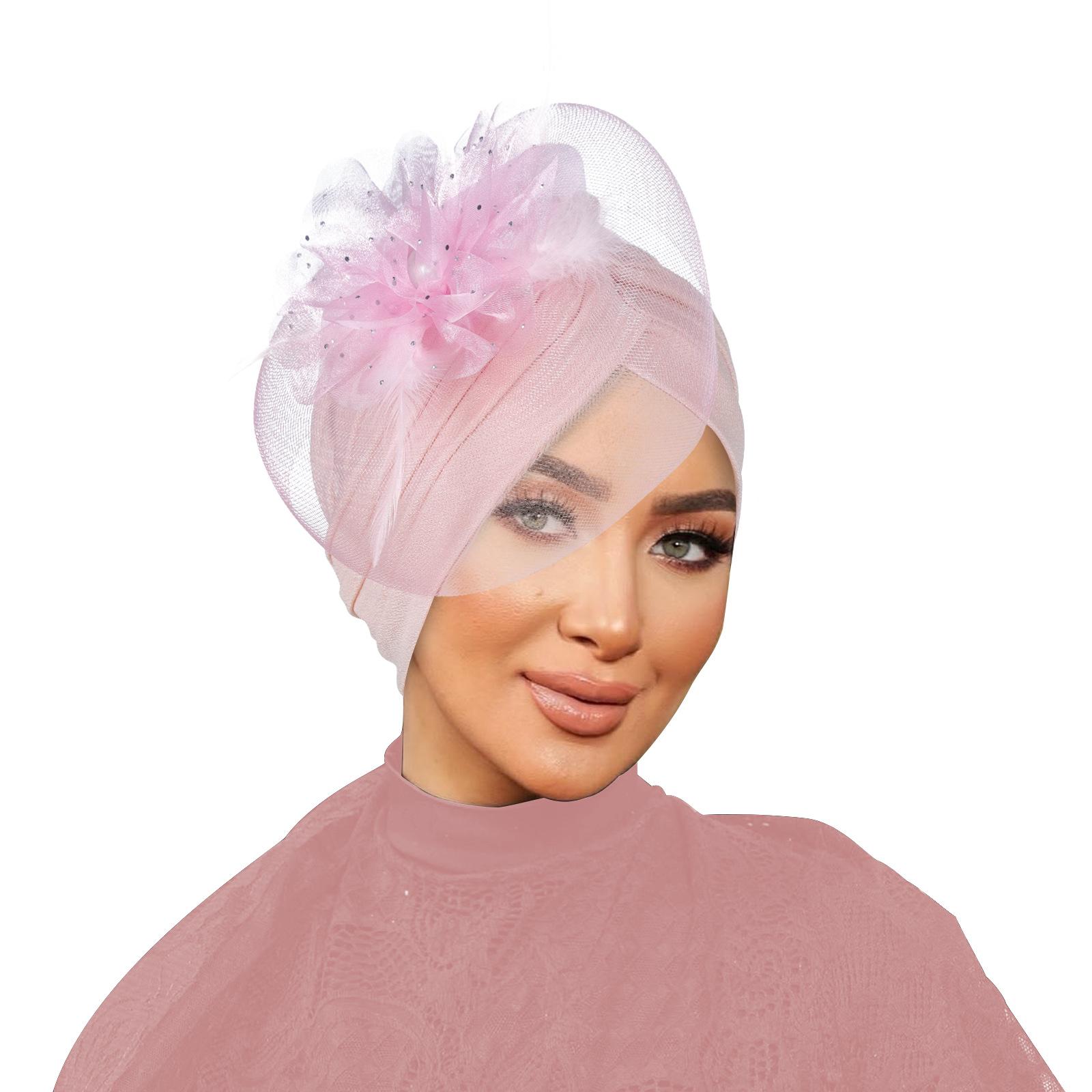 

Жіночий фесінатор Сітчаста вуаль Квітка Перо Перлина Біні