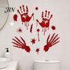 PVC Wandtattoo Halloween Blutfingerabdrücke/Fußabdrücke Sticker, Abnehmbare Aufkleber, Gruselige Wasserdichte Beschädigungsfreie Fenster DIY Dekoration für Wohnzimmer
