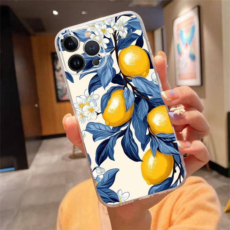 

Чехол для телефона для iPhone 17 Pro Max Air 16 15 14 13 Pro Max 15 16 Pro 15Plus Силиконовый чехол Летние фрукты Лимон iPhone 13ProMax