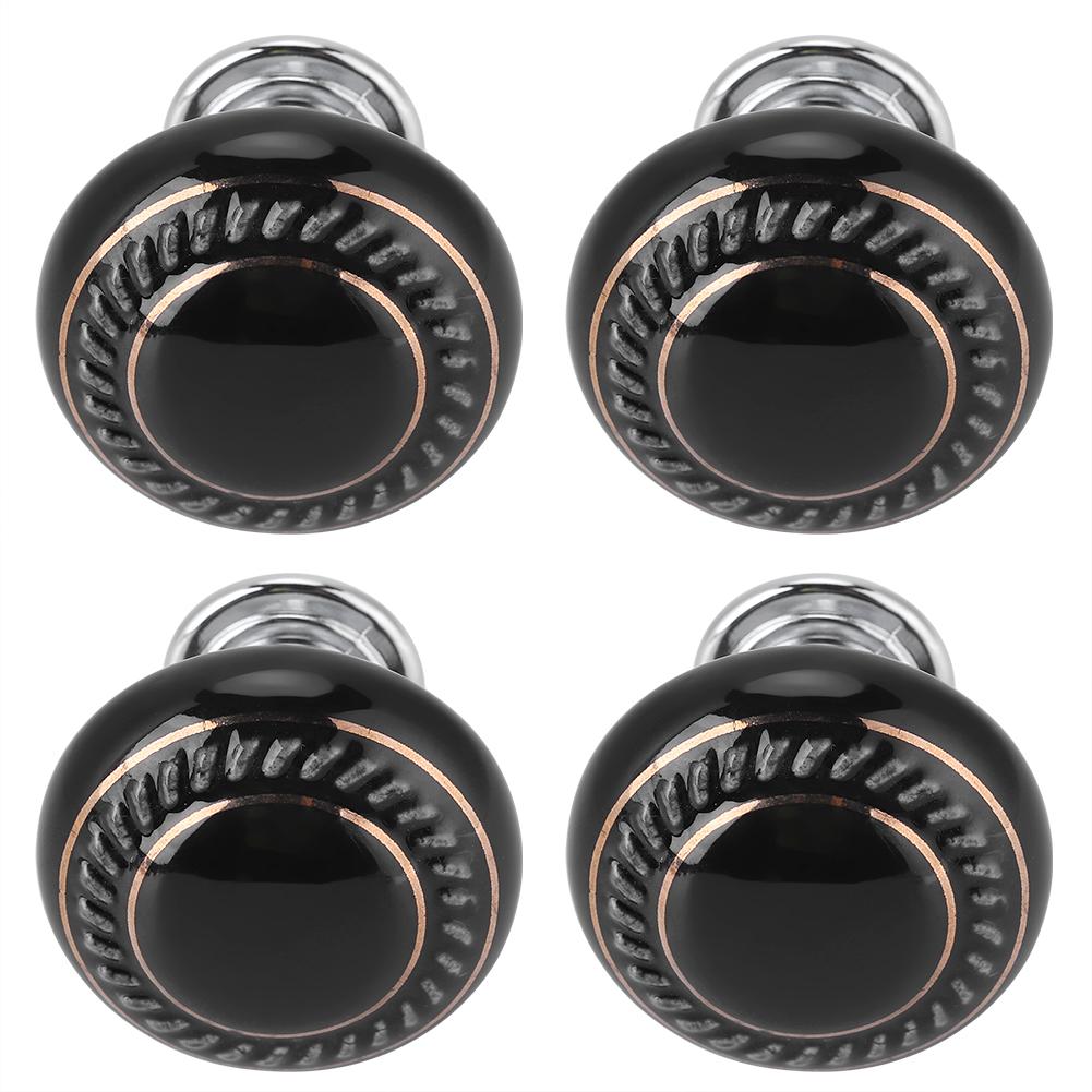 Ensemble de 4 pièces Poignée moderne en céramique Poignée Boutons Quincaillerie pour Tiroir Placard Armoire(1043 Double Or Blanc )