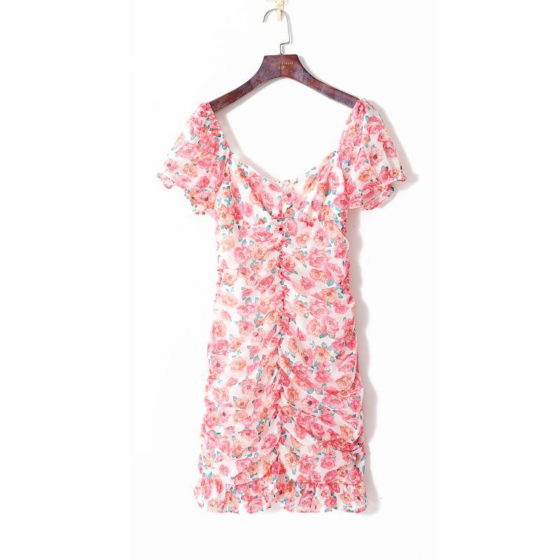 

Женское свежее цветочное элегантное платье с драпировкой и облегающим силуэтом Printed L