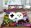 3D Bedding Single Double Bed Game Machine Printed Pillowcase and Quilt Cover 2/3 Pieces for Boys and Men Game Lovers Comfortable Household Bedding