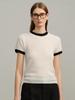 Women's 100% Wool Short-Sleeve Color Block Sweater - Warm, Comfortable, Versatile Round Neck Base Layer Knitwear for Autumn/Winter.