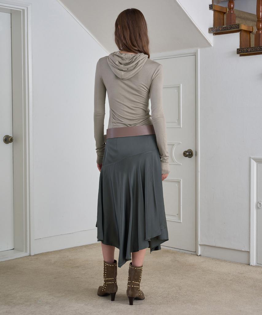 Simeteuligpeosenteu Satin Drape Skirt / Charcoal