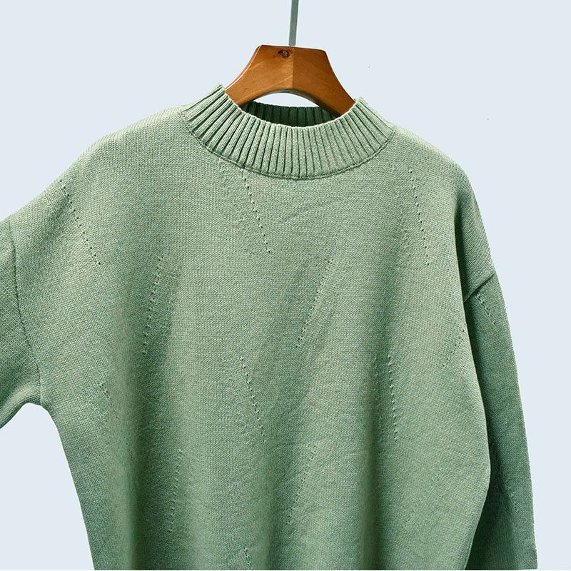 round Neck Loose Sweater Long Shirt Knitting Bottoming Shirt Short Autumn and Winter Top Pullover Shirt Women's Clothing