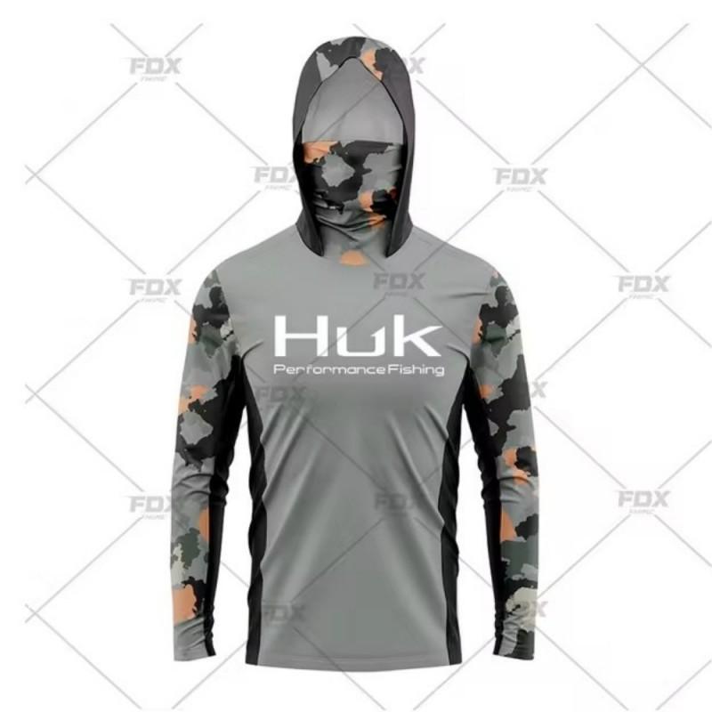 HUK Tuta da Pesca con Cappuccio e Maschera per Sport all'Aperto Leggera Protezione Solare Maniche Lunghe Luya