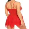 New Women's Red Backless Mesh Slip Dress - Christmas Hot Style Erotic Sleepwear