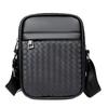 WEIXIER Men's Crossbody Bags Fashion, Casual Woven PU Leather Shoulder Bag for Business, Vertical Sling Bag for Men