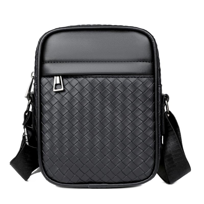 

WEIXIER Men s Crossbody Bags Fashion, Casual Woven PU Leather Shoulder Bag for Business, Vertical Sling Bag for Men