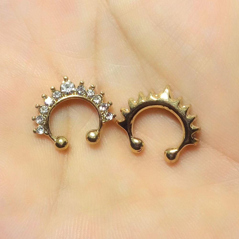 Unisex Trendy Punk U Shape Metal Geometric Body Jewelry Bear Nose Cuff Nose Stud Fake Nose Ring