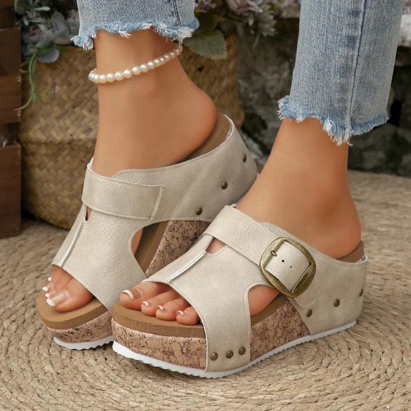 Fashion Women Platform Sandals 2025 New Casual Slippers Fashion Wedges Sandals Women Open Toe Beach Shoes for Women Zapatos De Mujer