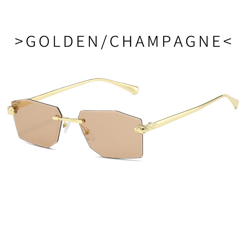 Luxury Frameless Square Sunglasses Men Alloy Frameless Gradient Sun Glasses Women Fashion Retro Polygon Eyewear