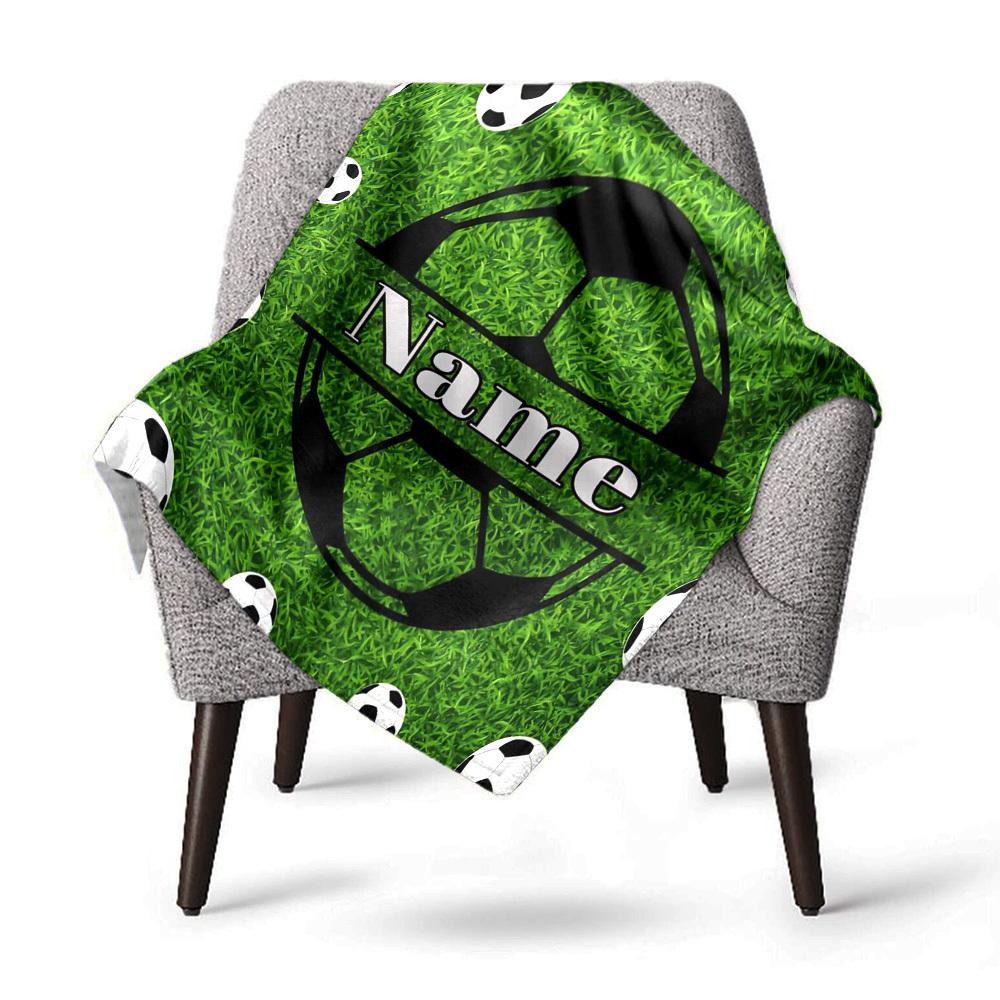 Soccer Ball Home Customize Your Name Blankets Comfortable Soft Lightweight Allseason Multipurpose Blanket For Picnics Sofas Offices Beds Living Rooms