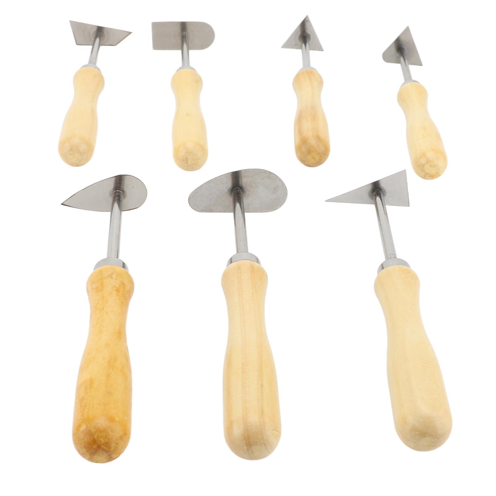 

7 шт. Инструменты для зачистки глины с кнопками-гвоздиками, деревянная ручка, металлический резак, инструменты для формовки и резьбы по керамике для