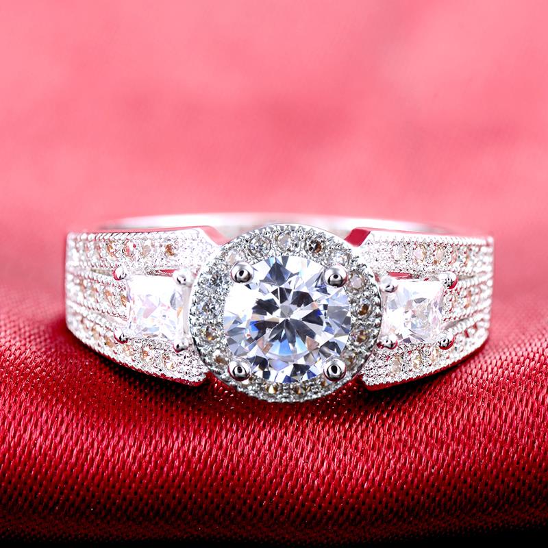 Luxry Wedding Ring Set for Bridal Sliver Color Engagement Promise Marriage Ring Crystal Zircon For Women Dropship R516