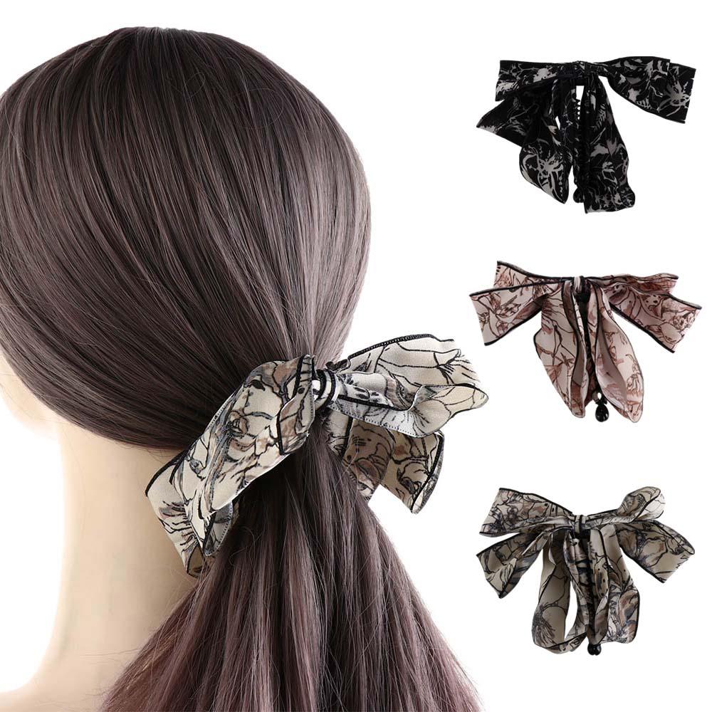 Korean Style Bow Banana Clip Ribbon Vertical Clip Fashion   Women