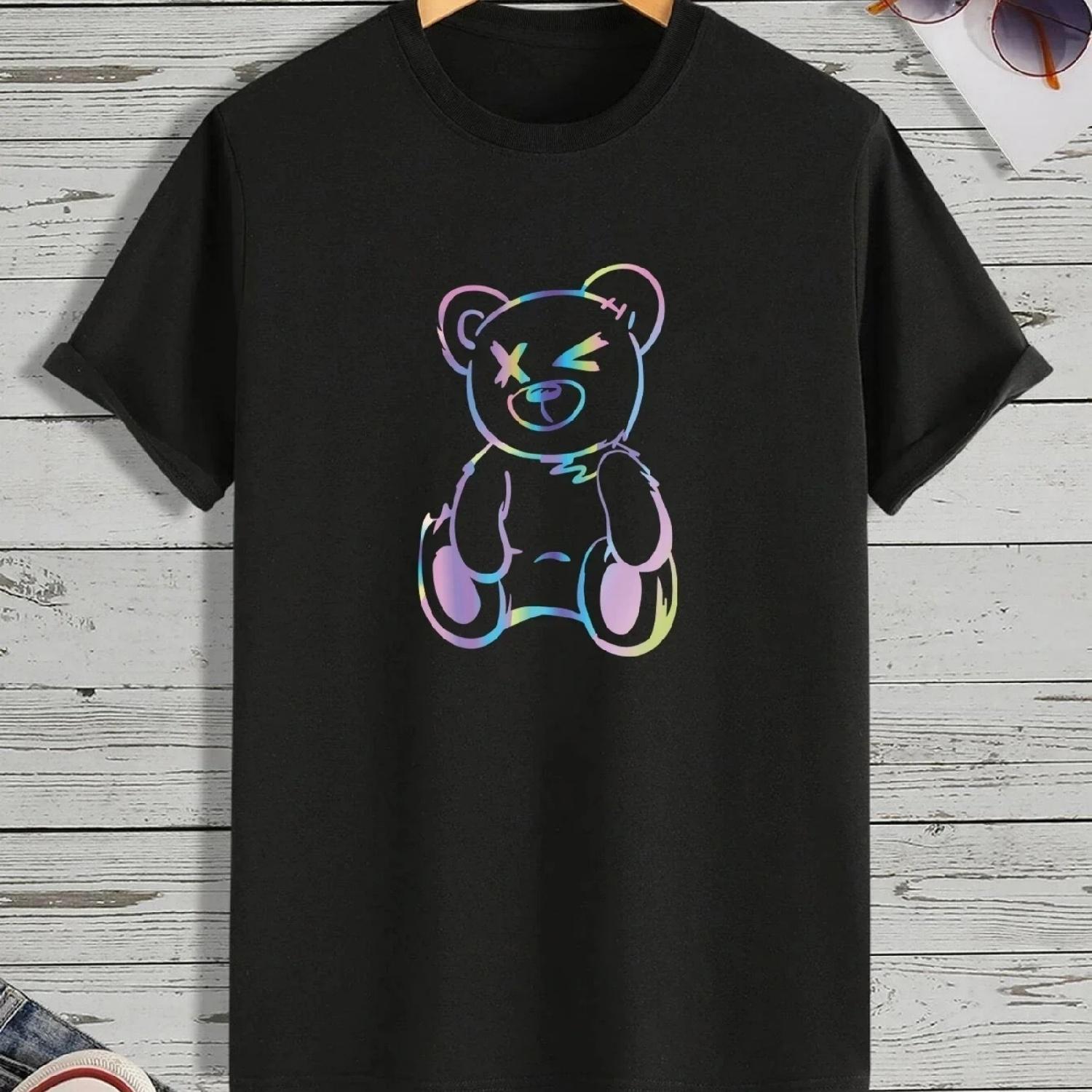 

2025 Summer Letter Bear High Quality Printed T-shirt Harajuku Clothing Leisure Street Fitness T-shirt O-Neck women s clothing XXXXXL різнокольоровий