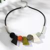 Exaggerated round bead geometric necklace fashionable simple high-end collarbone chain colorful Bohemian retro jewelry